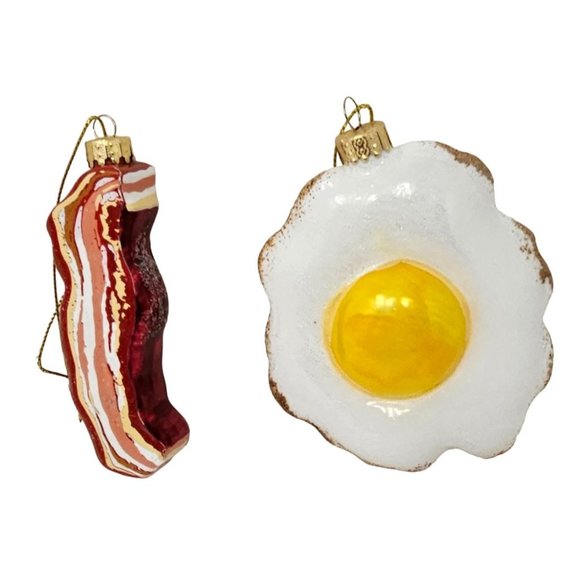 Bacon and Eggs Glass Christmas Ornaments - Picture 2 of 3